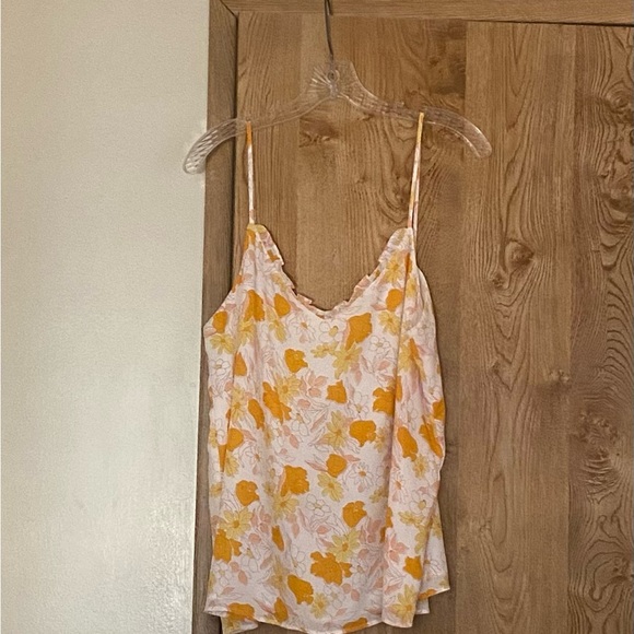 Tops - LOFT white and orange sleeveless top. Lined. Women’s size large.